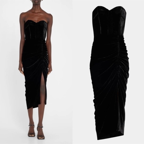 Veronica Beard Dresses & Skirts - Veronica Beard Plaza Ruched Midi Dress Black Velvet Sz 8